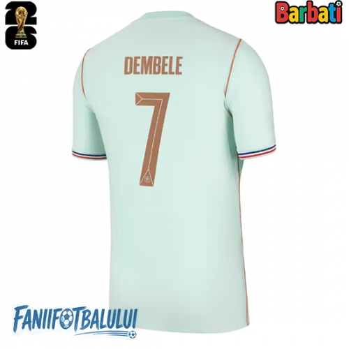Franța Ousmane Dembele #7 Tricou Fotbal Replică Mondial 2026 Barbati Deplasare Franța Ousmane Dembele #7 Tricou Fotbal Replică Mondial 2026 Barbati Deplasare